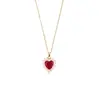 Collar Femenino Celebridad Cibernética Amor Zircón Rojo Nicho Entrada Lujo Nuevo Estilo Sentido del Diseño Colgante Elegante Traje Collar de Acero de Titanio