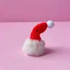 Chapéu Pequeno de Natal Estilo Coreano Mini Chapéu de Natal Cor de Natal Pingente de Vestido Bola de Lã para Dedo Chapéu Decorativo