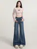 Jeans branco elástico flare não apertado para mulheres, novo outono de 2026, calça flare reta de cintura alta que emagrece