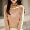 2025 Nuevo de Principios de Otoño Punto de Doble Cara con Cuello de Pana de Terciopelo Suéter de Manga Larga para Mujer Color Sólido Suéter Holgado Camisa Base Superior