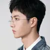 Gafas de Prescripción Sin Montura de Titanio Puro Ultraligeras del Mismo Estilo que Wang Yibo, Estilo de Negocios Moderno, Fotocromáticas, Graduación Personalizable, Anti Luz Azul, Antivaho