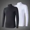 Jingtao conjunto de 2 piezas cómodo de algodón elástico de manga larga de cuello alto medio otoño color liso de cuello medio camiseta interior top