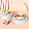 Conjunto de Tigela, Prato, Copo e Louças de Aço Inoxidável 304 com Ventosa de Silicone para Crianças, Alimentos para Bebês e Utensílios para Maternidade e Infância, Antiderrapante e Fácil de Limpar