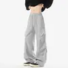 Pantalones de Chándal Grises de Peso Pesado Estilo Americano con Pliegues para Hombres y Mujeres, Diseño de Otoño, Pantalones Cargo Rectos Holgados, Pantalones Deportivos Casuales