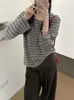 Nuevo Suéter de Punto para Mujer, Estilo Coreano Elegante, Colores Contrastantes Rayados, Cuello Redondo, Manga Larga, Versátil, Casual, para Viajar, Otoño 2026