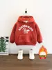 0356 Sudadera de Terciopelo Estilo Coreano para Niños Otoño e Invierno Nueva Sudadera de Moda Gruesa de Terciopelo con Mangas Largas de una Pieza para Niños