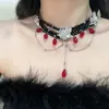 Collar de Cadena para Clavícula Multicapa Estilo Palacio Retro con Colgante de Flor y Borla de Cristal, Elegante Estilo Francés, Dulce Oscuro, Fresco
