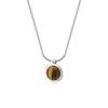 Collar con Colgante Redondo de Plata Esterlina S925 Ágata Negra Mate Escarchada Piedra Ojo de Tigre Cadena Clavicular de Ágata Gris Mismo Estilo para Hombres y Mujeres