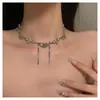 Collar para Mujer Luna de Melocotón Pedrería Borla Lujo Ligero Nicho Estilo Frío Gama Alta Nueva Cadena para Clavícula Joyería para Mujer