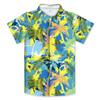 Camisa de Manga Corta de Verano con Estampado Digital 3D Transfronterizo de Playa Hawaiana con Hojas de Coco Cuello Solapa Ropa para Niños Pequeños y Medianos