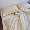 Conjunto de Quatro Peças Jacquard Listrado de Algodão Lavado Cor Nova 2026 (Fotos Reais) Conjunto de Lençóis de Cama 1,5m, Cor Pequena