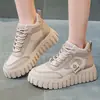 Tênis Feminino Cano Alto 2025 Novo Plataforma Espessa Alargador Tênis Casual Versátil Calçados Esportivos Feminino Solteiro Algodão Mesmo Estilo Moda Trbottomy