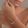 Pulseira Tendência Sólida de Prata S925 Banhada a Ouro 18K, Simples e Versátil, Empilhável, Argola Aberta com Moissanita Cor D para Mulheres