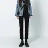 Jeans rectos para mujer otoño e invierno forrados de polar 2023 nuevo negro figura de pera adelgazantes cropped de pierna estrecha
