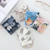 Bolsa de almacenamiento de toallas sanitarias de algodón y lino con diseño de dibujos animados, linda y clara, para toallas sanitarias, para tía, con estilo infantil, portátil