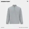 Camiseta de Manga Larga con Media Cremallera de Peso Pesado 300g para Hombre Zoewatson Moda Otoño 2026 Nueva Parte Superior Holgada