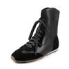 Botas de Boxeo de Moda de Nicho para Mujer, Nuevas 2025 Deportivas Casuales con Cordones Cruzados de Piel de Vaca de Caña Baja que Aumentan la Altura