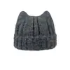 Gorro de Punto de Moda con Orejas de Gato para Mujer Otoño e Invierno, Circunferencia de Cabeza Grande, Gorro Lindo y Cálido, Adelgazante, a Prueba de Frío, Protector de Orejas