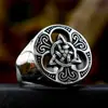 Guerrero de Acero Vikingo Nórdico Nudo Celta Anillo de Acero Inoxidable al por Mayor Moda Vintage Acero de Titanio Anillo para Hombre