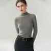 Suéter de Cachemira 100% Puro con Cuello Medio Alto para Mujer, Tejido de Punto Pulóver de Corte Delgado, Estilo Old Money, Prenda Base sin Costuras