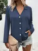 2025 Primavera y Verano Nuevo Europeo y Americano Transfronterizo Exportación Amazon Camisa Elegante de Manga Larga de Seda Helada de Color Puro para Mujer