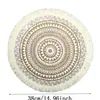 Em estoque Rodada Juta Bola Borla Tecida Placemat Eco-Friendly Atmosfera Mesa Decorativa Tapete de Mesa Retro Tapete de Isolamento Térmico