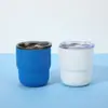 Taza de Acero Inoxidable 304 de Alto Aspecto, Doble Pared, Paso Mini con Tapa, Termo Aislante para Viaje, Taza de Café para Exteriores, para Llevar