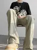 Pantalones vintage transfronterizos estilo americano, marca de tendencia de alta calle, lavados y teñidos en barro amarillo, jeans de pierna recta ajustados, acampanados, casuales para hombre