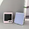 Funda protectora de metal pintado de tres secciones para teléfono móvil Samsung Z Flip 7 Z Flip 6, textura de cuero Morandi
