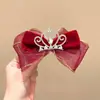 Accesorios para el Cabello de Año Nuevo para Niños Tocado de Año Nuevo Rojo Festivo Pinza para el Cabello de Bebé Niña Pinza Superior de Corona de Lazo