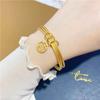 Pulsera de Oro de Arena Vietnamita Marca Sansheng Sanshi Fu Campana Feliz de Dos Mundos Pulsera de Tres Círculos Más Fácil de Combinar Pulsera de Círculo Delgado Precio de Mayoreo