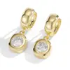 Pendientes Geométricos Cuadrados Huecos Dorados de Estilo Minimalista Europeo y Americano para Mujer, Puños de Oreja de Aleación con Diseño de Nicho, Accesorios de Oreja Frescos de Moda