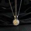 Collar con Colgante de Sol Geométrico Estilo Étnico Nuevo Europeo y Americano Microincrustado de Circonita Diseño de Nicho Cadena para Clavícula Incrustación
