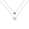 Collar de plata con forma de corazón para mujer, elegante, de moda coreana, con personalidad, diamante de doble capa, colgante de amor, cadena de clavícula, joyería versátil.