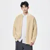 Cárdigan de punto de cuello redondo para hombre, chaqueta suéter casual vintage, suéter de punto trenzado texturizado de alta gama de moda Otoño e Invierno 2025