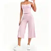 Artículo Caliente TK Pantalones de Pierna Ancha 3/4 Espalda Hermosa Correa en L Set de Yoga Ulu Set de Levantamiento de Pesas Cintura Alta Fitness Mujer