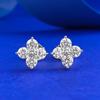Mu Jing Jewelry Live Novos brincos de trevo de quatro folhas de prata S925 com diamante branco Brincos simples Moda europeia e americana Acessórios mais vendidos