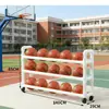 Estante de Armazenamento de Bolas para Jardim de Infância Armazenamento de Basquete Futebol Vôlei Carrinho Móvel Armazenamento de Bolas para Ginásio Esportivo