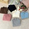 Suéter de punto de moda de estilo occidental coreano para niñas, de cuello alto, nuevo para otoño e invierno, suéter tipo jersey para bebé, camiseta básica para niños