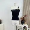 2026 Foto Real Primavera/Verano Nuevo Estilo Top Tubo con Hebilla Metálica Hueca y Borde Diagonal