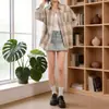 Camisas Xadrez Selecionadas com Cuidado para Primavera e Verão Femininas, Camisas de Manga Longa Retro Estilo Coreano de Caimento Solto, Tops Casuais Versáteis