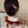 Horquilla de pelo con borla de perlas super de hadas en forma de U, sentido de la marea nacional, horquilla de pelo en forma de abanico, horquillas para el cabello para mujer, estilo antiguo, tocado Hanfu, accesorios para el cabello