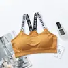 Sujetador Deportivo Strapless de Letras Inglesas sin Costuras para Niñas, Sujetador Deportivo Camisola para Correr, Hermoso Sujetador Deportivo de Espalda para Mujeres
