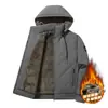 Nueva Chaqueta de Algodón Acolchada Otoño e Invierno para Hombre con Forro de Terciopelo Espeso, con Capucha, Chaqueta de Algodón para Personas de Mediana Edad y Mayores, Abrigo de Algodón con Capucha Desmontable, Parte Superior Cálida a Prueba de Viento