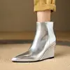 Botas de Color Sólido de Caña Baja Amazon Talla 46 Botas Transfronterizas para Mujer con Cremallera Estilo Europeo y Americano Punta Fina Zapatos de Talla Grande Suela de Goma Tacones Altos