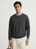 Suéter de Punto para Hombre Otoño/Invierno Comercio Exterior Falso Dos Piezas Cuello Redondo Doble Capa Cuello de Color Contrastante Dobladillo Color Puro Manga Larga Top para Hombre