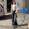 Nuevos Jeans Casuales Perezosos de Cintura Alta para Mujer Pantalones de Pierna Ancha para Mujer Pantalones Acampanados High Street Retro Pantalones de Mopa