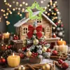 Decoración Navideña Árbol de Navidad Nuevo Producto Transfronterizo Decoración de Copa de Árbol Peluda Estrella de Cinco Puntas Verde Decoraciones Navideñas