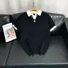Camisa Polo Tricô Manga Curta Masculina Gola Seagull Decote V Texturizada Color Blocking Estilo Old Money Camiseta Verão Atacado Fabrica Transfronteiriça