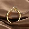 R0356 Anillo Geométrico de Cuatro Garras con Circonita de Lujo Ligero Europeo y Americano para Mujer Transfronterizo Nuevo Latón Chapado en Oro Anillo Sencillo Versátil